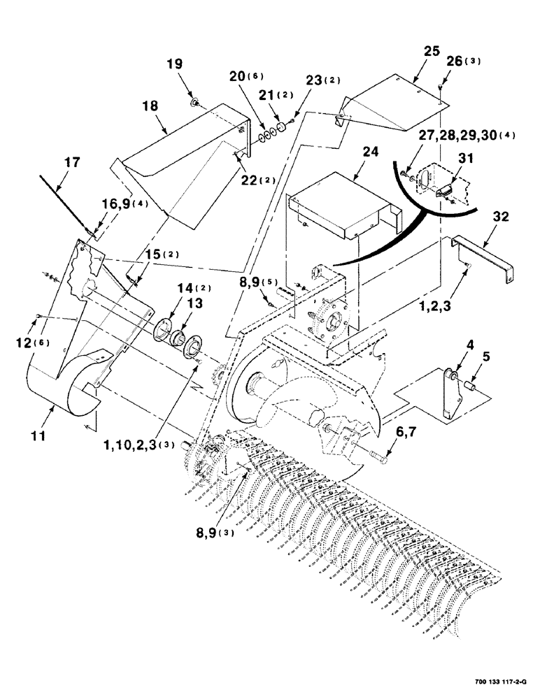 Схема запчастей Case IH 8575 - (3-18) - PICKUP SHIELDS ASSEMBLY, RIGHT Pickup