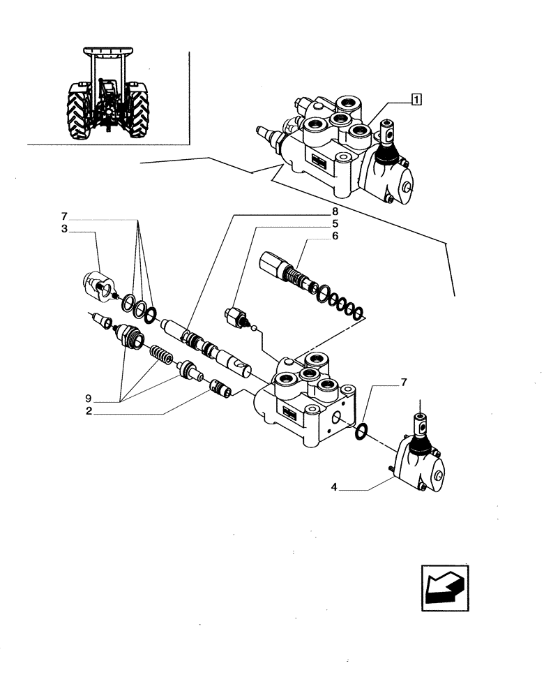 Схема запчастей Case IH JX65 - (1.82.7/01A) - (VAR.366) 1 CONTROL VALVE (S/D) - PARTS COMPONENTS (07) - HYDRAULIC SYSTEM