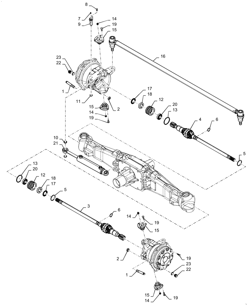 Схема запчастей Case IH FARMALL 75A - (25.100.AD[02]) - FRONT AXLE STEERING SUPPORT (25) - FRONT AXLE SYSTEM