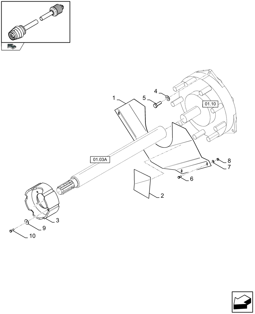 Схема запчастей Case IH LBX322S - (01.03[01]) - POWER TAKE-OFF, REAR (01) - POWER TAKE OFF