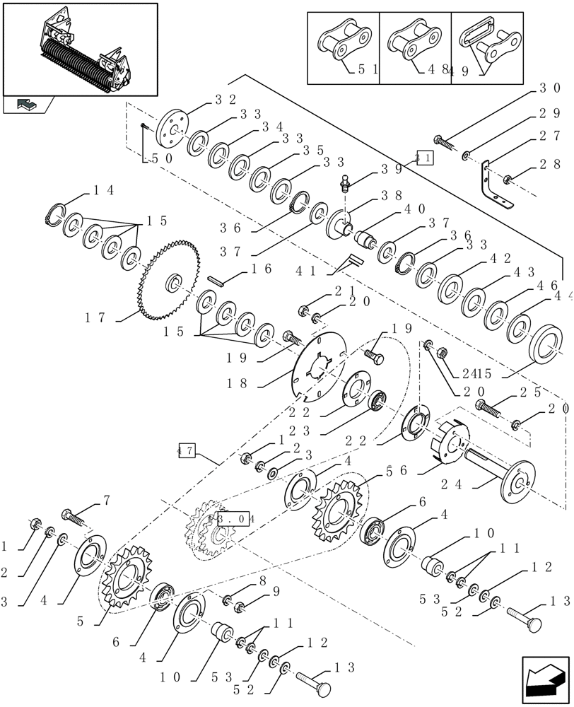 Схема запчастей Case IH LBX432R - (13.03[01]) - PICK-UP, MAIN TRANSMISSION (13) - FEEDER