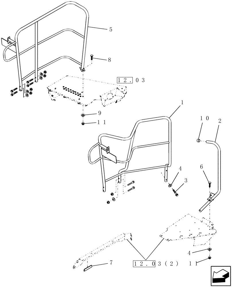 Схема запчастей Case IH WD1903 - (12.04) - DECK RAILING (12) - MAIN FRAME