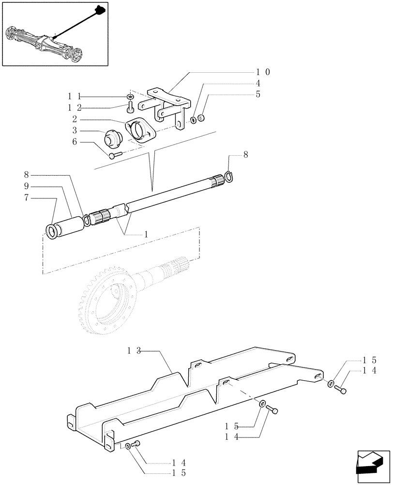 Схема запчастей Case IH MXU110 - (1.38.5) - 4WD PROPELLER SHAFT (04) - FRONT AXLE & STEERING