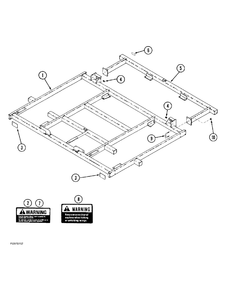 Схема запчастей Case IH 4300 - (9-002) - MAIN FRAME AND FRONT EXTENSION, NARROW TRANSPORT, FLAT FOLD (09) - CHASSIS/ATTACHMENTS