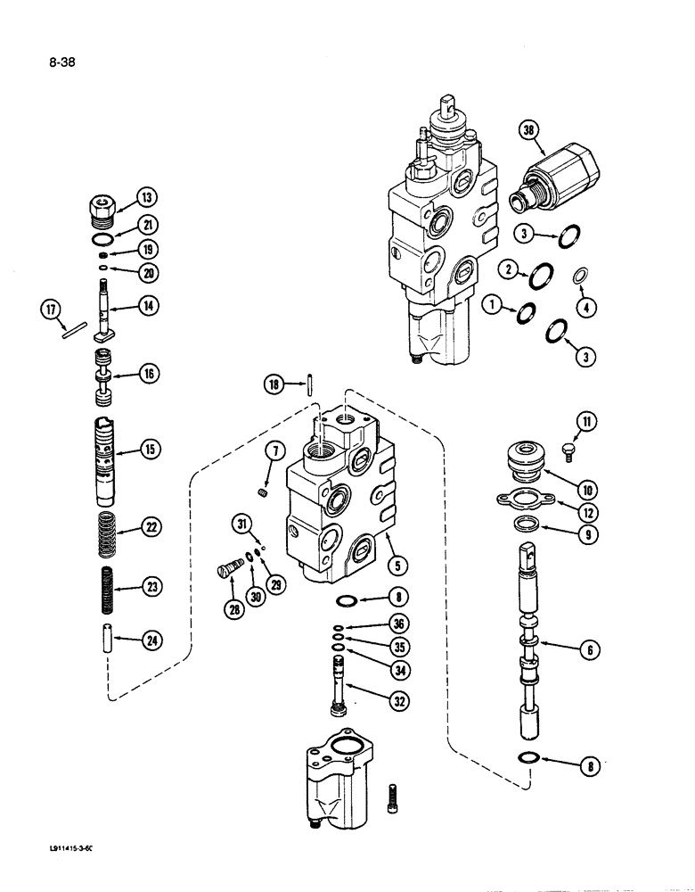 Схема запчастей Case IH 9270 - (8-038) - PRIORITY REMOTE HYDRAULIC VALVE KIT WITH LOAD CHECK (08) - HYDRAULICS