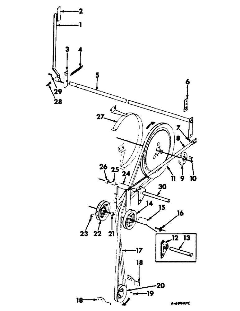 Схема запчастей Case IH 303 - (152) - GRAIN TANK UNLOADER AUGER DRIVE (80) - CROP STORAGE/UNLOADING