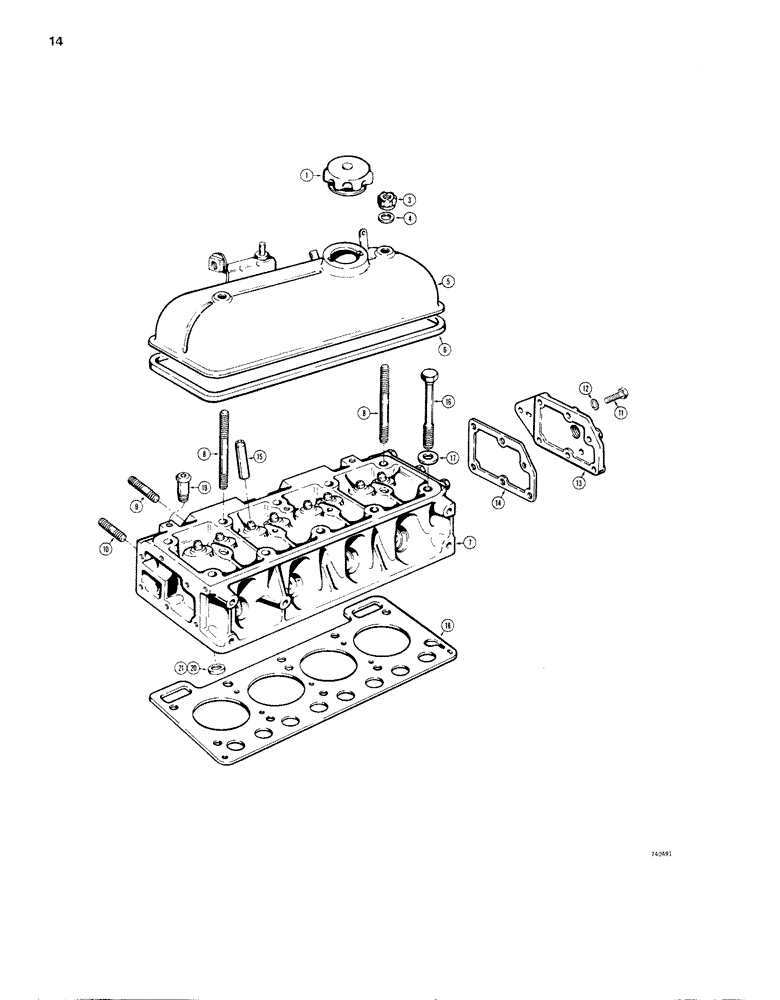 Схема запчастей Case IH 1830 - (014) - BEFORE ENGINE SN 2707, CYLINDER HEAD AND COVER (10) - ENGINE
