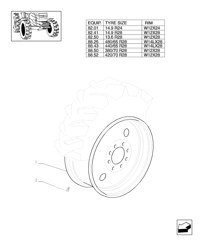 Схема запчастей Case IH MXU115 - (82.00[04]) - 4WD DRIVING WHEELS (11) - WHEELS/TRACKS