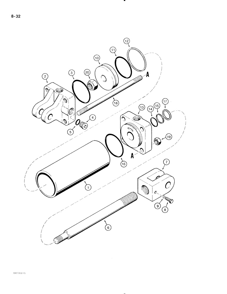 Схема запчастей Case IH 475 - (8-32) - TRANSPORT LIFT CYLINDER -140683C94 (08) - HYDRAULICS