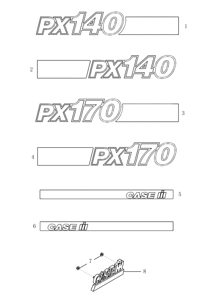 Схема запчастей Case IH PX170 - (09-04) - DECALS (09) - CHASSIS/ATTACHMENTS