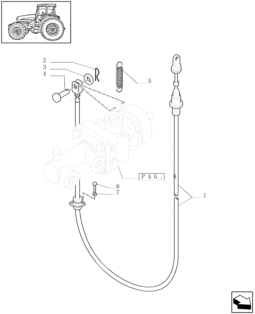 Схема запчастей Case IH MXU115 - (1.68.6/01[12]) - (VAR.178-385/1-385/2) TRAILER AIR BRAKE - CABLE FOR CONTROL VALVE - D5287 (05) - REAR AXLE