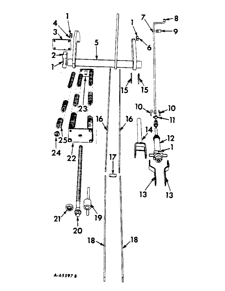 Схема запчастей Case IH 414 - (058) - BALANCE SPRINGS AND LIFTING SHAFTS (80) - CROP STORAGE/UNLOADING