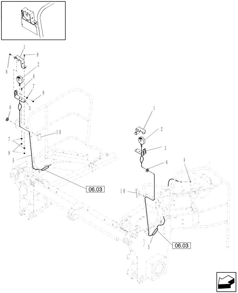 Схема запчастей Case IH WDX2302 - (06.02[01.1]) - FRONT FRAME ELECTRICAL, PRIOR TO 1/01/06 (06) - ELECTRICAL SYSTEMS