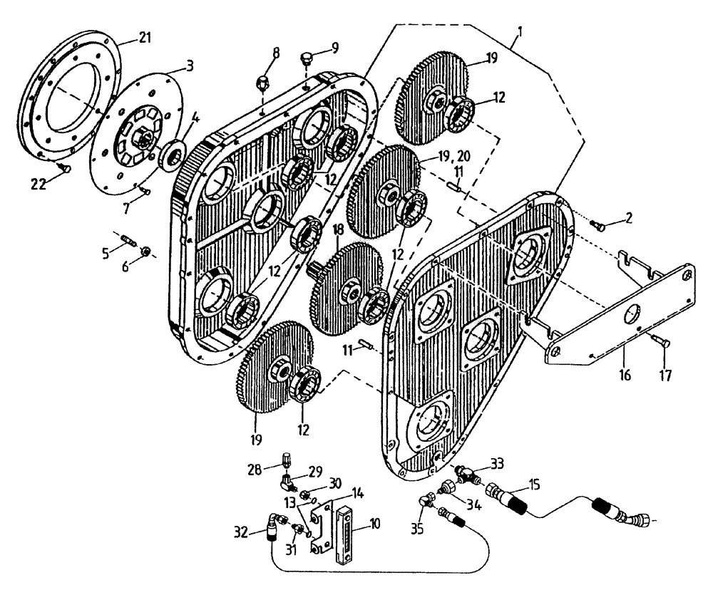 Схема запчастей Case IH 7700 - (C05[05A]) - GEARBOX {125 FIXED/VARIABLE EXTRACTOR} Engine & Engine Attachments