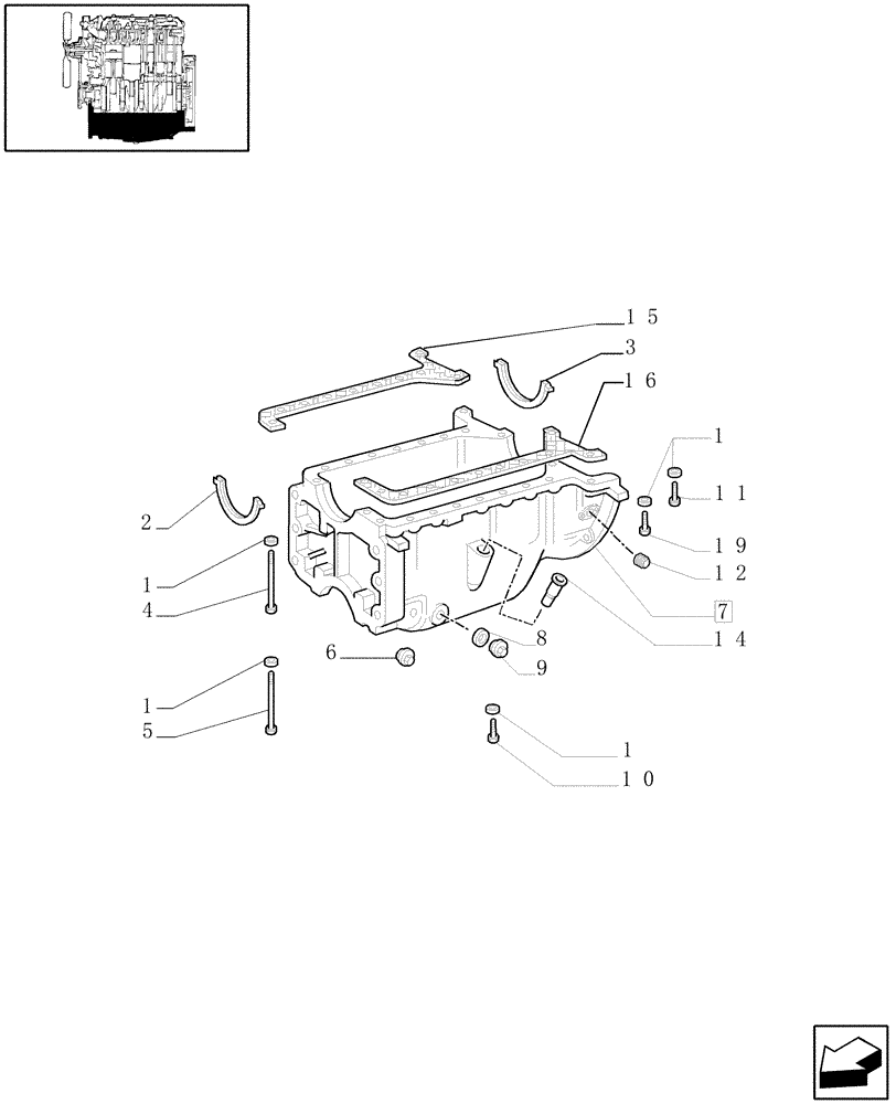 Схема запчастей Case IH JX60 - (0.04.2/02) - (VAR.319-747) TTF ENGINE TIER2 - OIL PAN (01) - ENGINE
