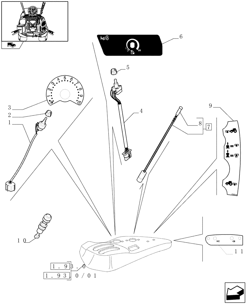 Схема запчастей Case IH PUMA 165 - (1.75.1/08) - (VAR.088-089-090-091-092) FRONT HPL - CONTROLS (06) - ELECTRICAL SYSTEMS