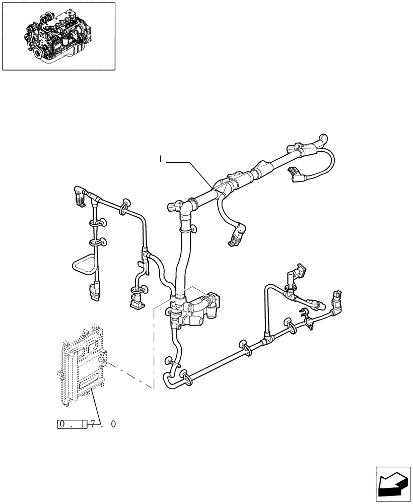 Схема запчастей Case IH F4HE9684J J102 - (0.17.3[01]) - MOTOR ELECTRIC INSTALLATION (504092213) 