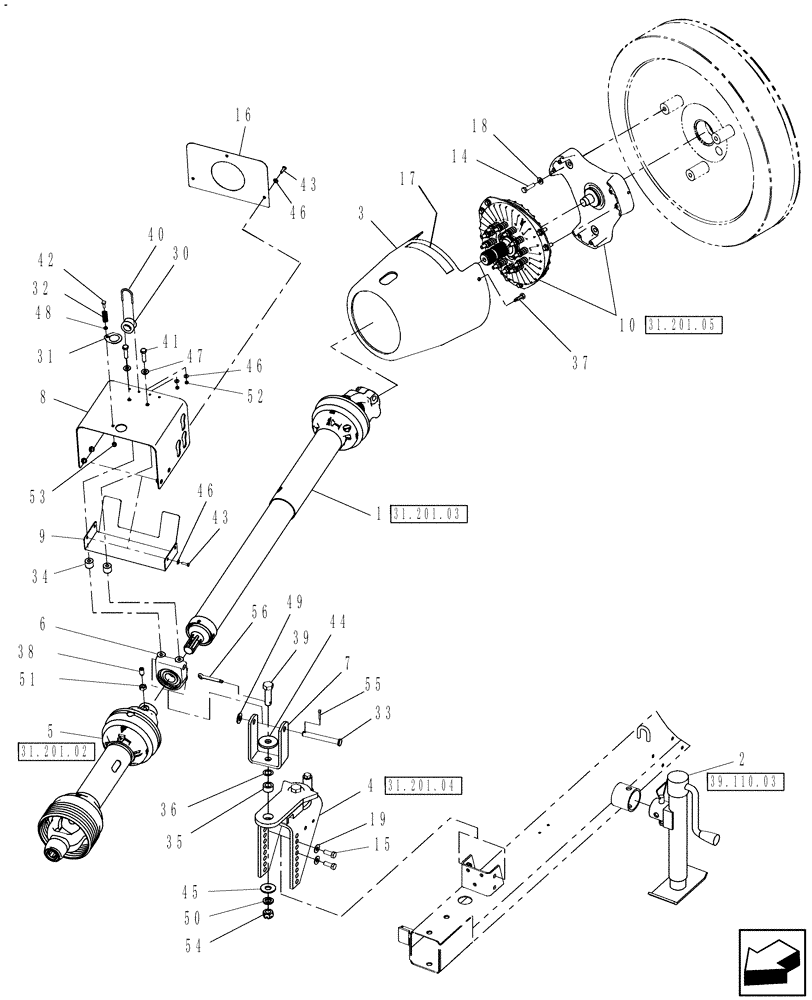 Схема запчастей Case IH SB541C - (31.201.01) - PTO & CLUTCH (31) - IMPLEMENT POWER TAKE OFF