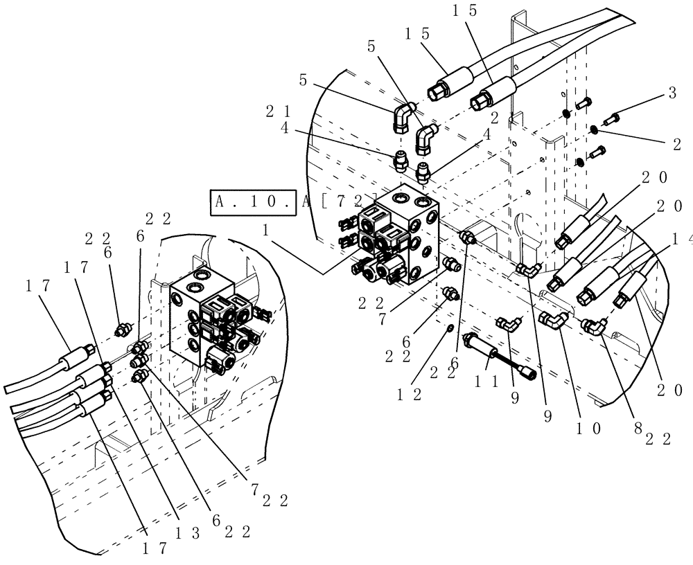 Схема запчастей Case IH 1200PT - (A.10.A[52]) - LAYOUT VALVE MARKER MOUNTING 16/31 ROW A - Distribution Systems