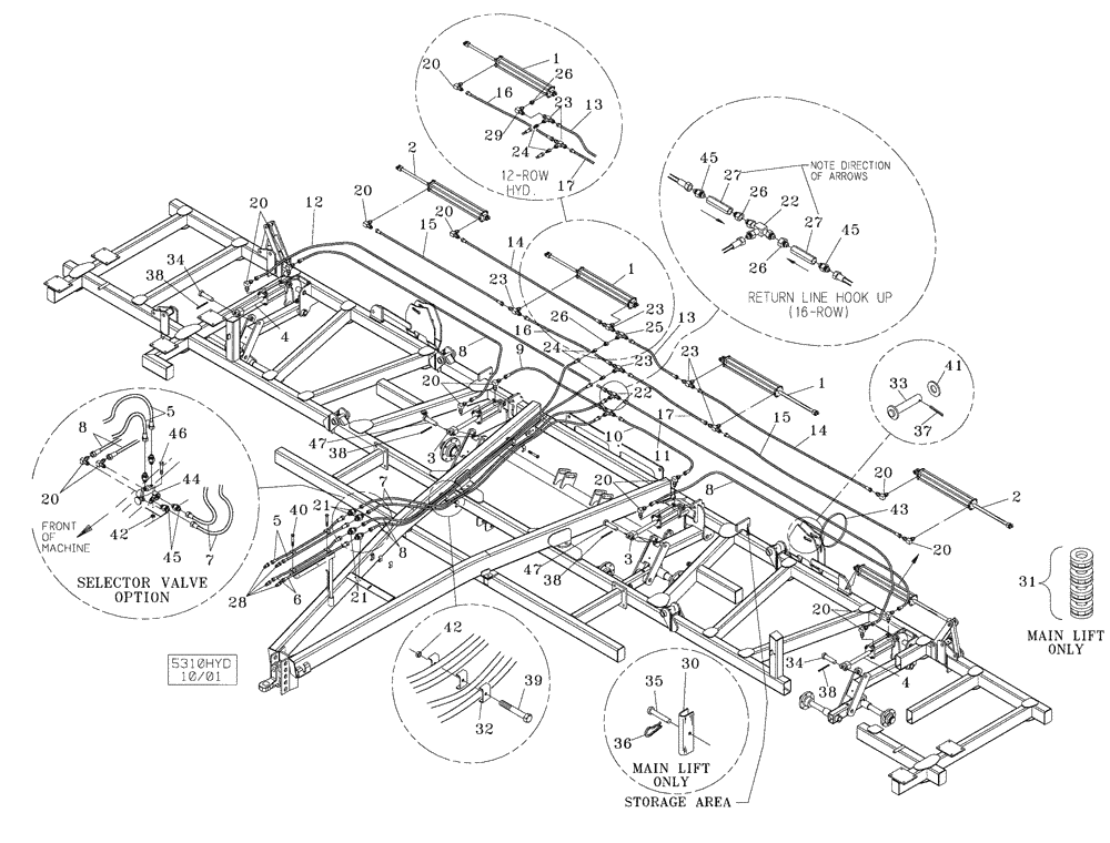 Схема запчастей Case IH 5310 - (35.100.02) - HYDRAULICS - 12 & 16 ROW (2006 AND PRIOR) (08) - HYDRAULICS