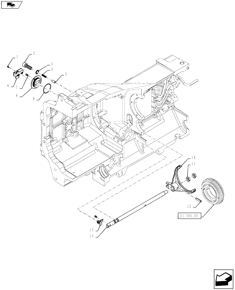 Схема запчастей Case IH PUMA 145 - (21.504.01) - TRANSMISSION SHIFTING UNIT (21) - TRANSMISSION