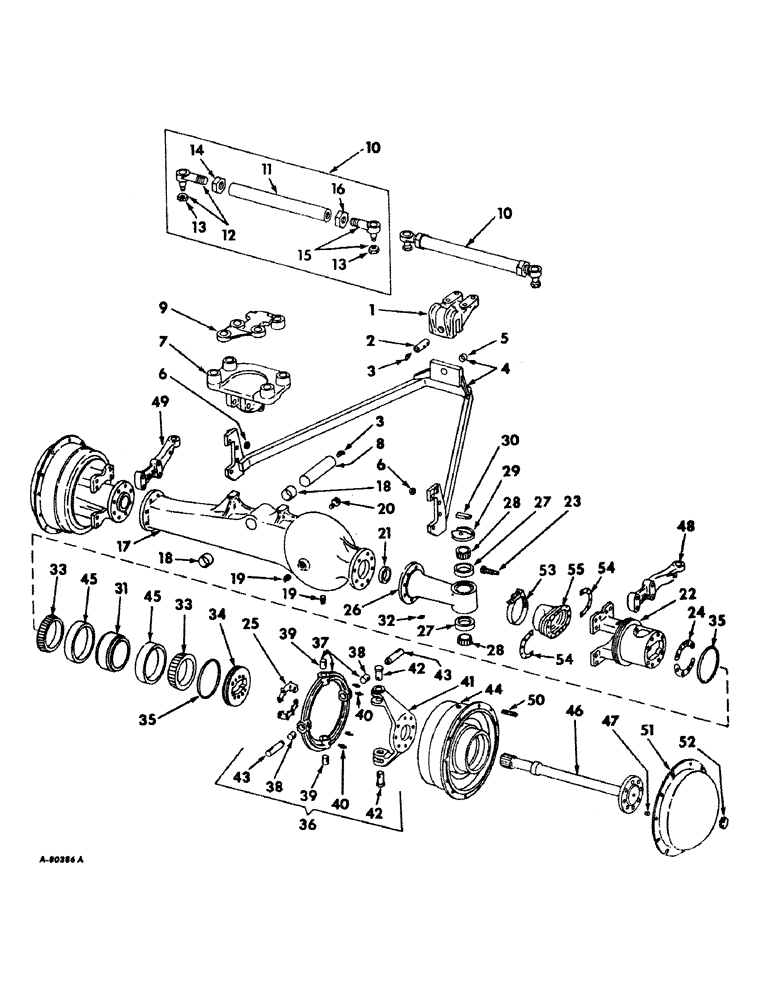 Схема запчастей Case IH 826 - (07-42) - DRIVE TRAIN, FRONT AXLE AND CONNECTIONS, FARMALL TRACTORS WITH ALL WHEEL DRIVE (04) - Drive Train
