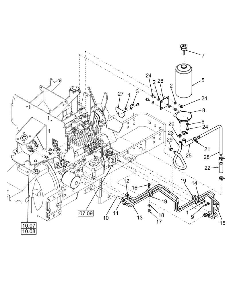 Схема запчастей Case IH D35 - (04.07) - POWER STEERING (04) - FRONT AXLE & STEERING