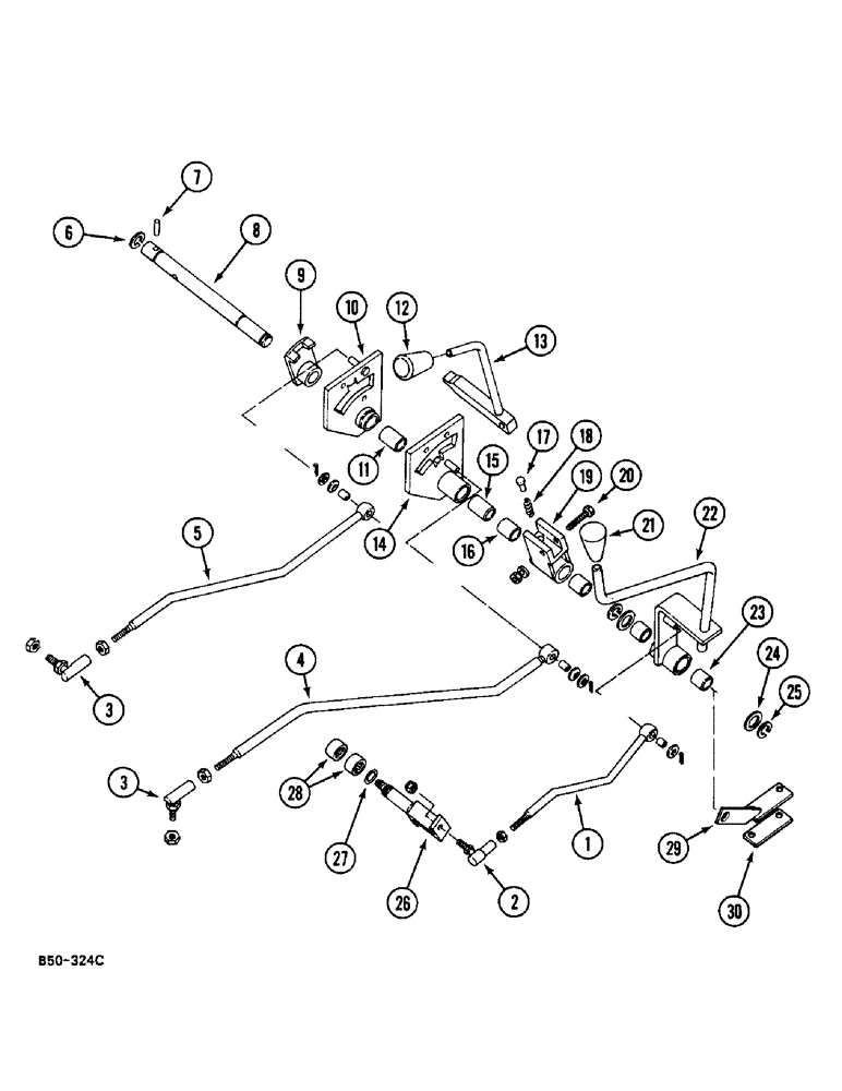 Схема запчастей Case IH 248 - (6-500) - TRANSMISSION CONTROL - EXTERNAL - WITH FORWARD AND REVERSE, 248, 258 (06) - POWER TRAIN