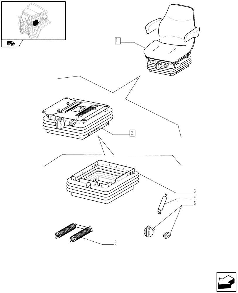 Схема запчастей Case IH FARMALL 85U - (1.93.3/ A[02]) - SEAT - BREAKDOWN (10) - OPERATORS PLATFORM/CAB