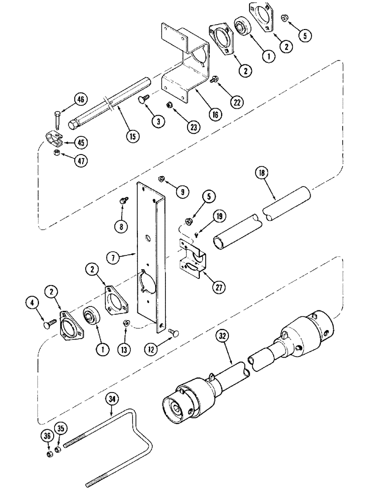 Схема запчастей Case IH 1010 - (9B-20) - KNIFE JACKSHAFT DRIVE, 17.5 AND 20.0 FOOT HEADER (58) - ATTACHMENTS/HEADERS