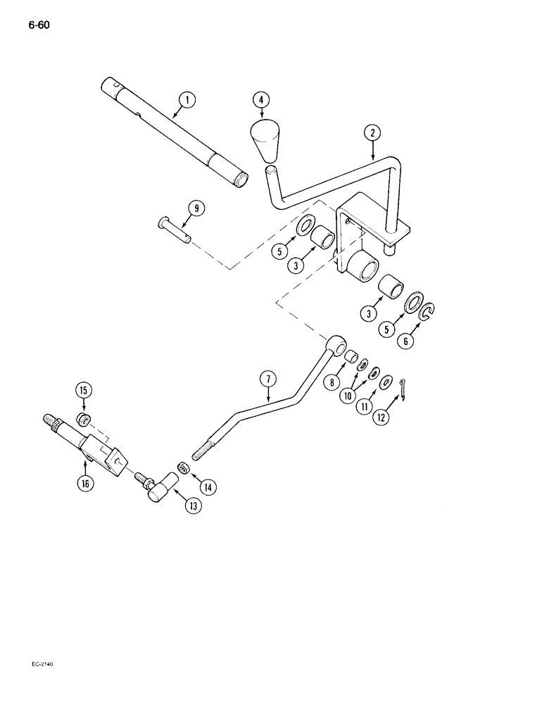 Схема запчастей Case IH 995 - (6-060) - TRANSMISSION RANGE SHIFT CONTROL, FORWARD AND REVERSE, WITHOUT CAB (06) - POWER TRAIN