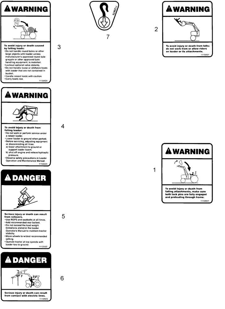 Схема запчастей Case IH L730 - (90.108.AC[01]) - WARNING DECAL (90) - PLATFORM, CAB, BODYWORK AND DECALS