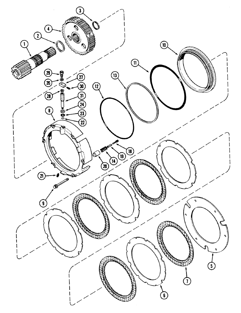 Схема запчастей Case IH 2594 - (6-058) - DIFFERENTIAL, SHAFT AND BRAKE MECHANISM, TRANSMISSION SERIAL NO.16260432 AND AFTER (06) - POWER TRAIN