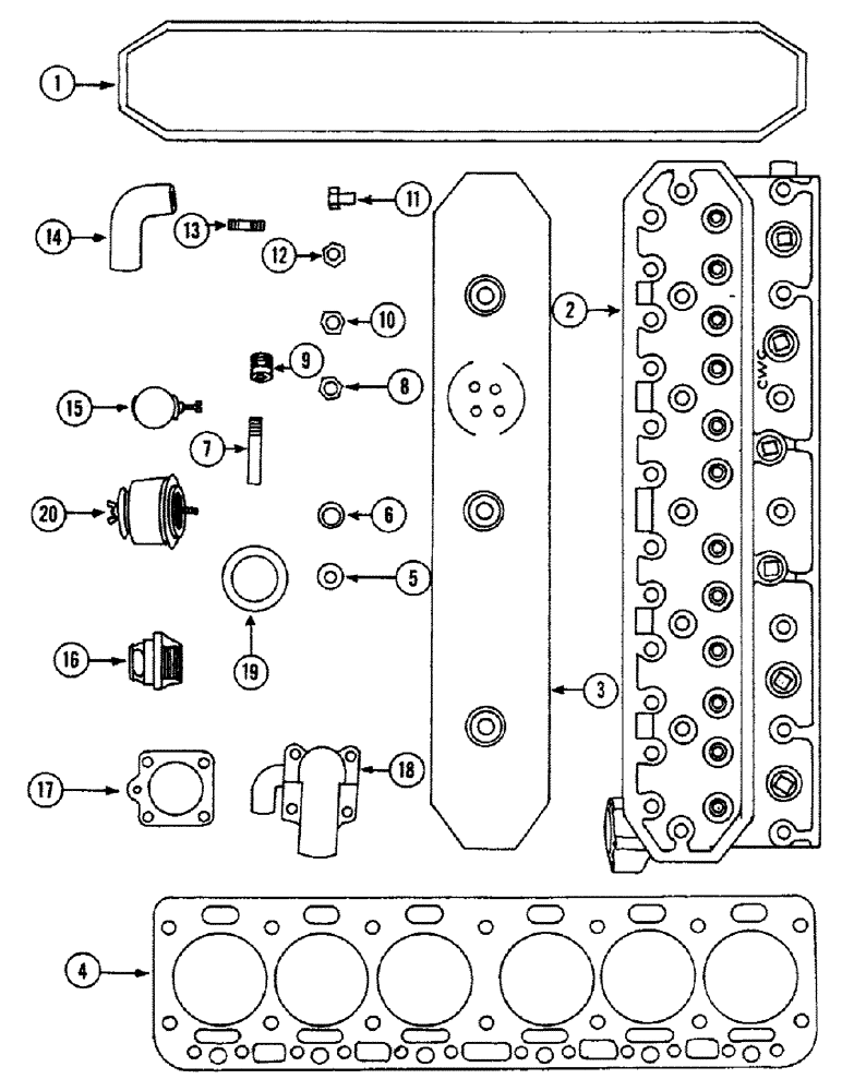 Схема запчастей Case IH 1010 - (320) - MODEL GO 298 ENGINE, CYLINDER HEAD (10) - ENGINE