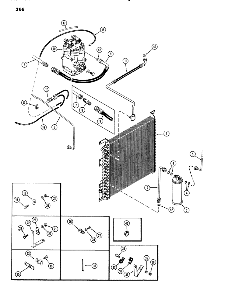 Схема запчастей Case IH 1090 - (366) - CAB, AIR CONDITIONER (09) - CHASSIS/ATTACHMENTS