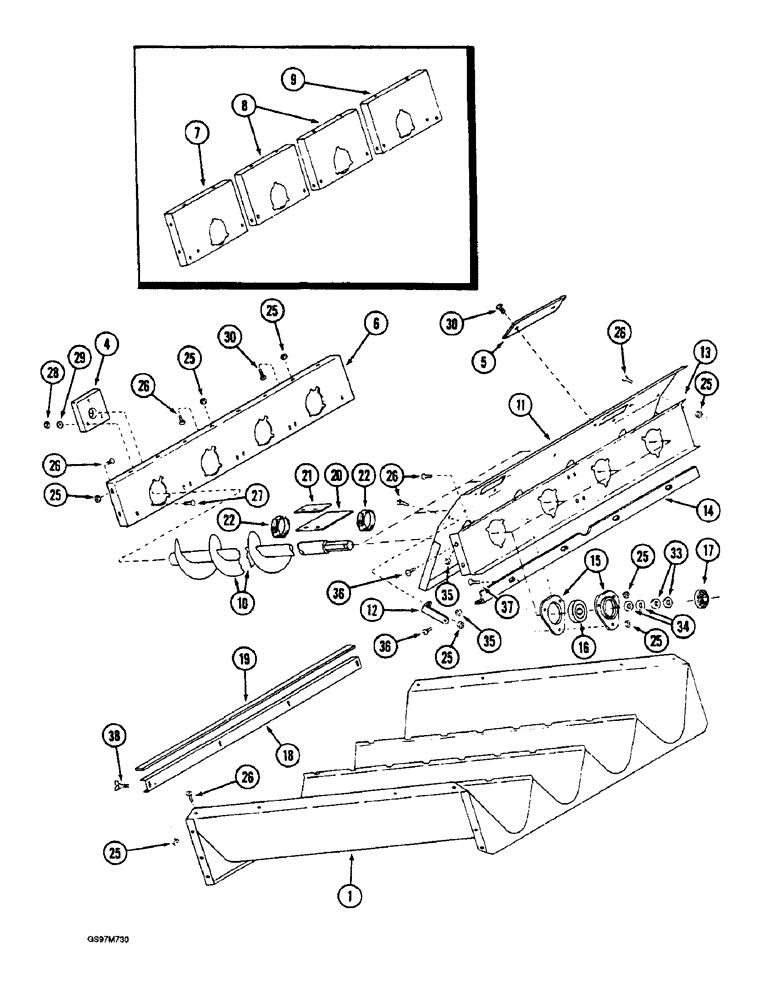 Схема запчастей Case IH 1660 - (9B-36) - AUGER BED (14) - ROTOR, CONCANVES & SIEVE