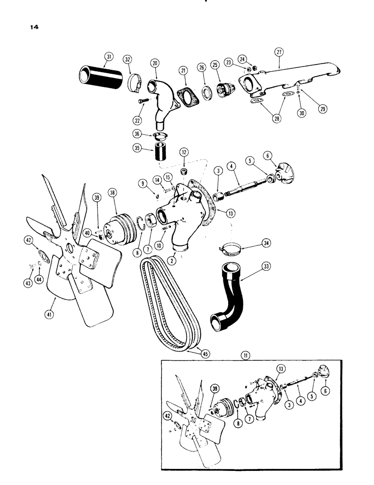 Схема запчастей Case IH 830-SERIES - (014) - WATER PUMP (02) - ENGINE