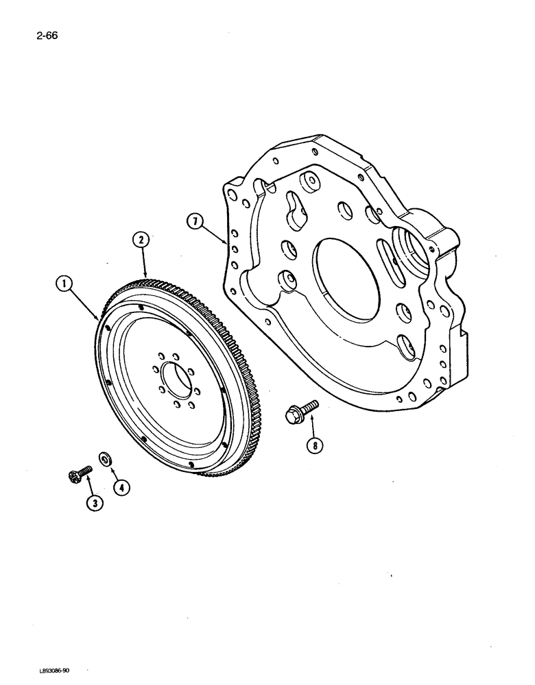 Схема запчастей Case IH 1680 - (2-066) - FLYWHEEL AND BACKING PLATE, 6TA-830 ENGINE (01) - ENGINE
