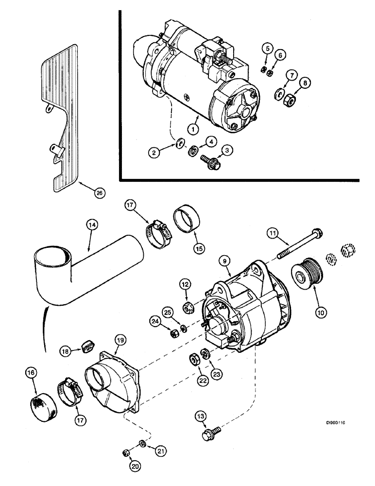 Схема запчастей Case IH 2144 - (4-56) - STARTER AND ALTERNATOR MOUNTING (06) - ELECTRICAL