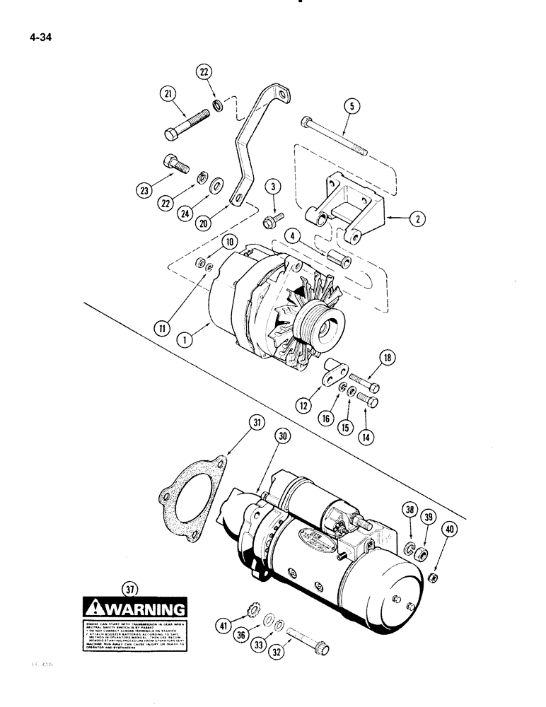 Схема запчастей Case IH 2096 - (4-034) - ALTERNATOR AND STARTER MOTOR MOUNTING (04) - ELECTRICAL SYSTEMS