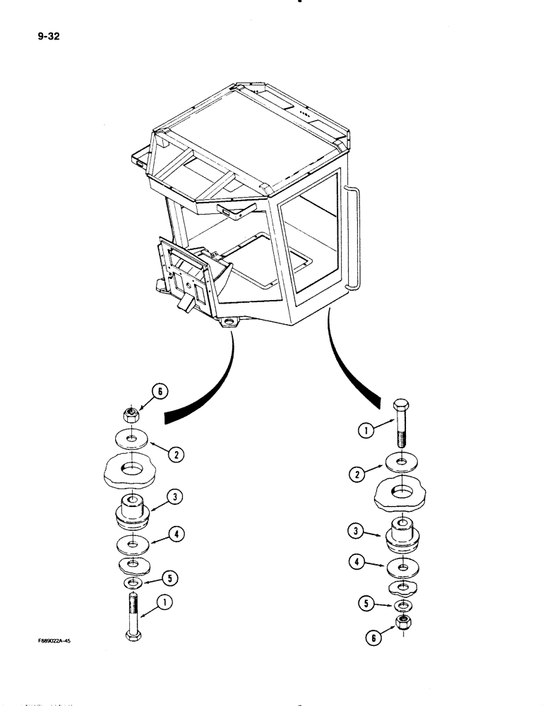 Схема запчастей Case IH 9130 - (9-32) - MOUNTS, CAB AND ROPS (09) - CHASSIS/ATTACHMENTS