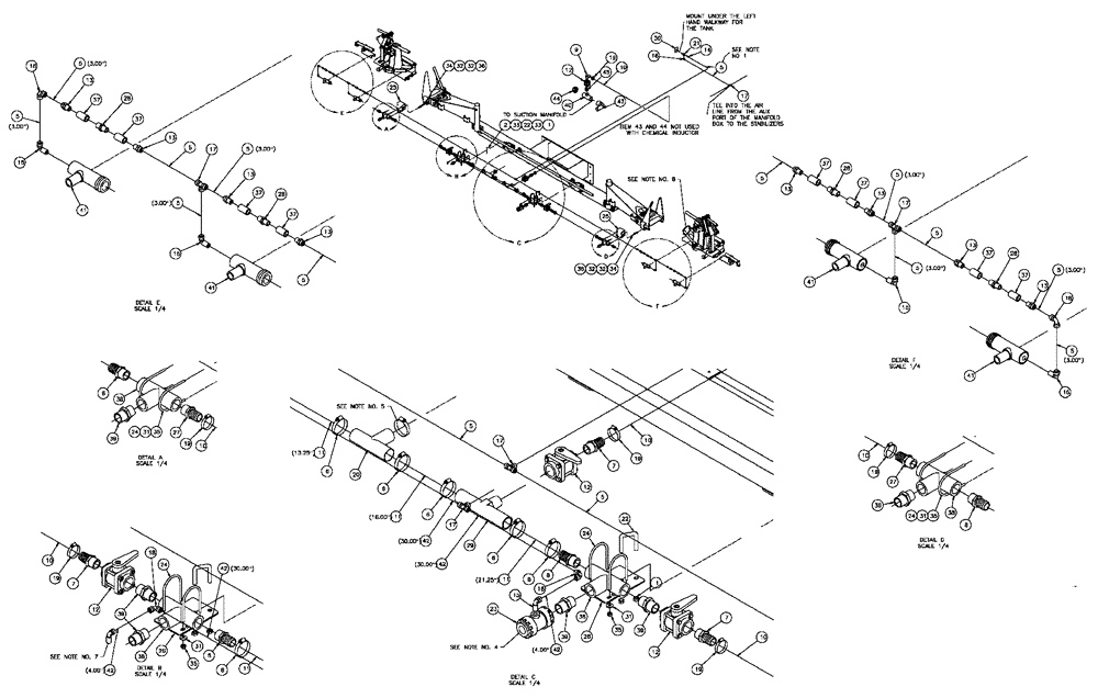 Схема запчастей Case IH 610 - (05-004) - LIQUID RECOVERY 60-85/60" Liquid Plumbing