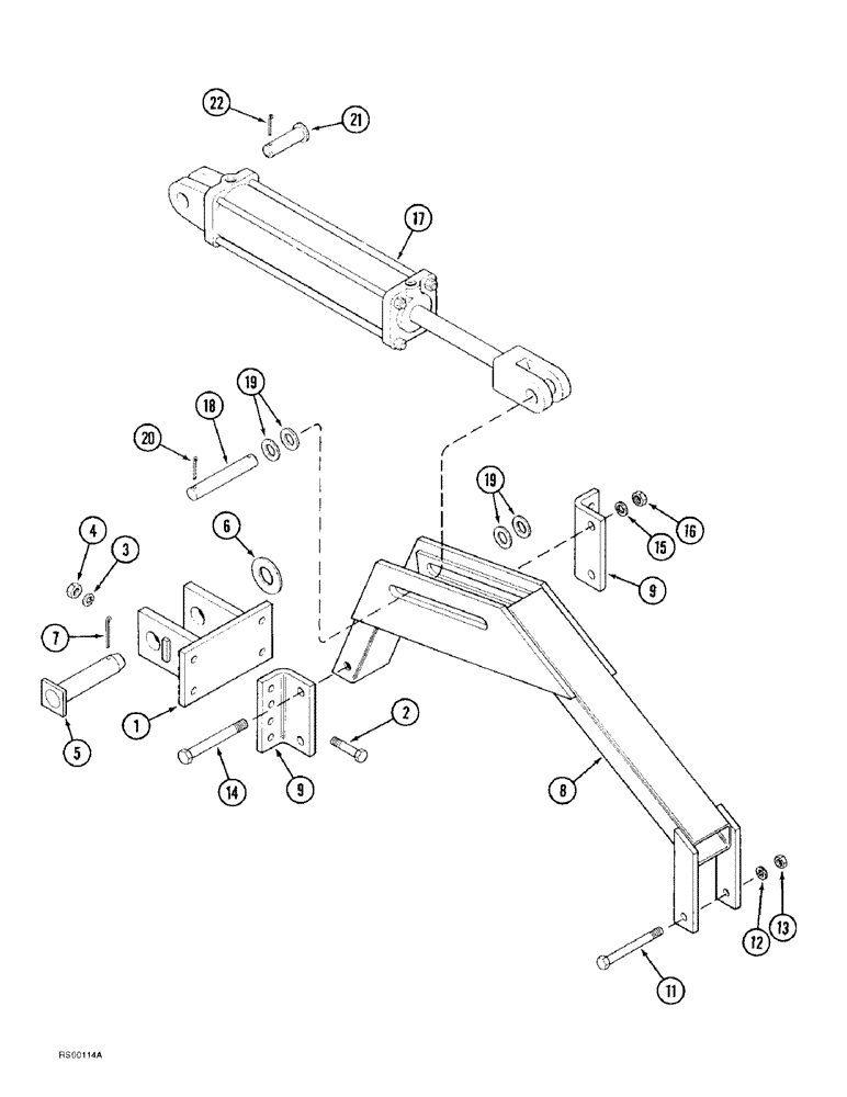 Схема запчастей Case IH 4300 - (9-042) - FRONT & REAR WING LIFT HINGES & CYLINDER MOUNTING, NARROW TRANSPORT VERTICAL FOLD, 6 & 9 FOOT WING (09) - CHASSIS/ATTACHMENTS