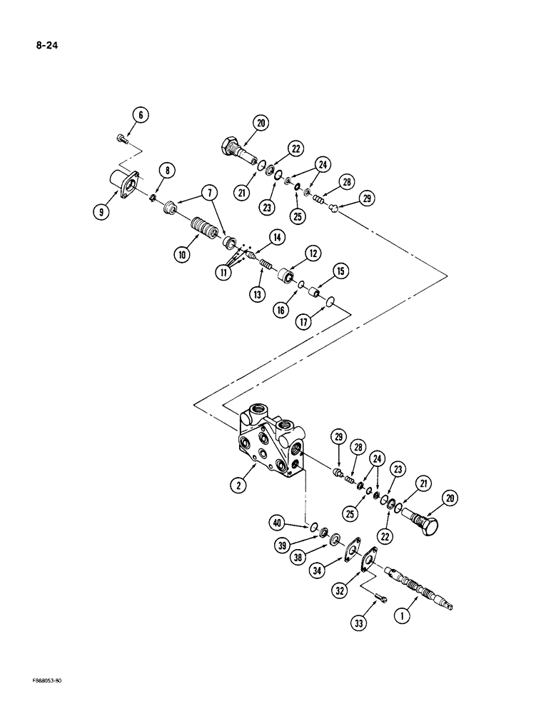 Схема запчастей Case IH KP-525 - (8-24) - REMOTE HYDRAULIC VALVE ASSEMBLY, FLOAT SECTION ASSEMBLY (08) - HYDRAULICS