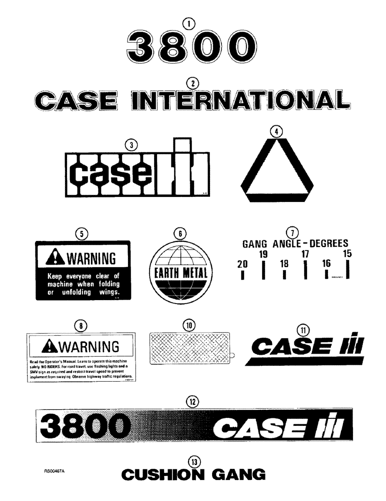 Схема запчастей Case IH 3800 - (9-34) - DECALS (09) - CHASSIS/ATTACHMENTS