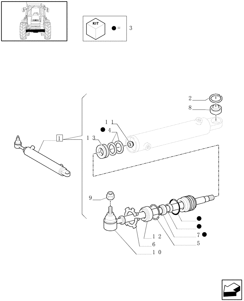 Схема запчастей Case IH JX95 - (1.63.5/ A) - STEERING CONTROL CYLINDER - BREAKDOWN - D5665 (04) - FRONT AXLE & STEERING