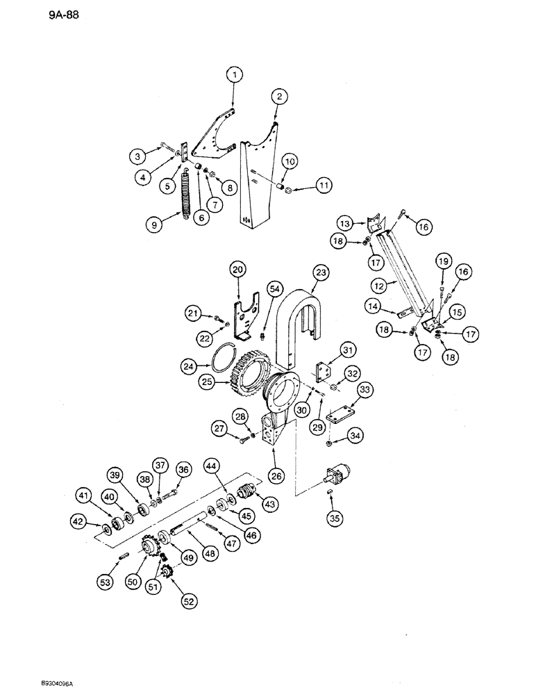 Схема запчастей Case IH 1250 - (9A-088) - DISCHARGE AUGER, WITH HYDRAULIC CONTROL, HYDRAULIC LIFT, 1250 MACHINES (09) - CHASSIS ATTACHMENTS
