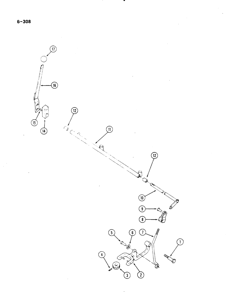 Схема запчастей Case IH 485 - (6-308) - POWER TAKE OFF LEVER AND CONNECTIONS (06) - POWER TRAIN