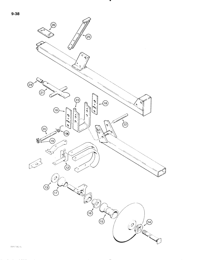 Схема запчастей Case IH 475 - (9-38) - DISKS AND GANGS, SPRING CUSHION, USED WITH FOLDING FRAME, 1-1/2 INCH DIAMETER ROUND ARBOR BOLT (09) - CHASSIS/ATTACHMENTS