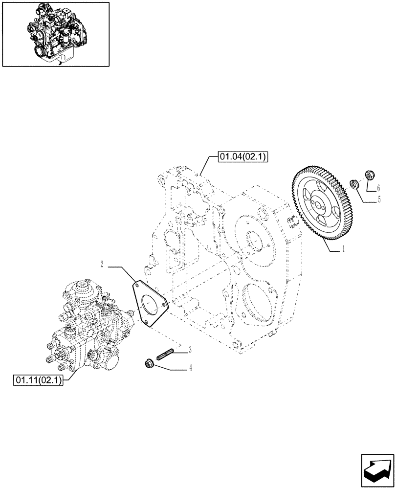 Схема запчастей Case IH WDX1002S - (01.11[02.3]) - INJECTION PUMP - CONTROL (01) - ENGINE